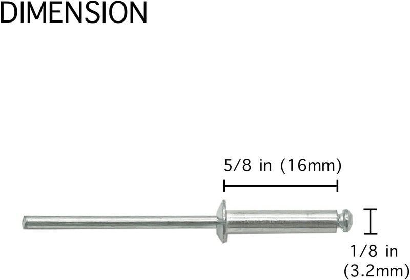 ORSTIO 100 Pcs 1/8" x 5/8" Aluminum Pop Rivets, 3.2 x 16mm Silver Blind Rivets - Image 2